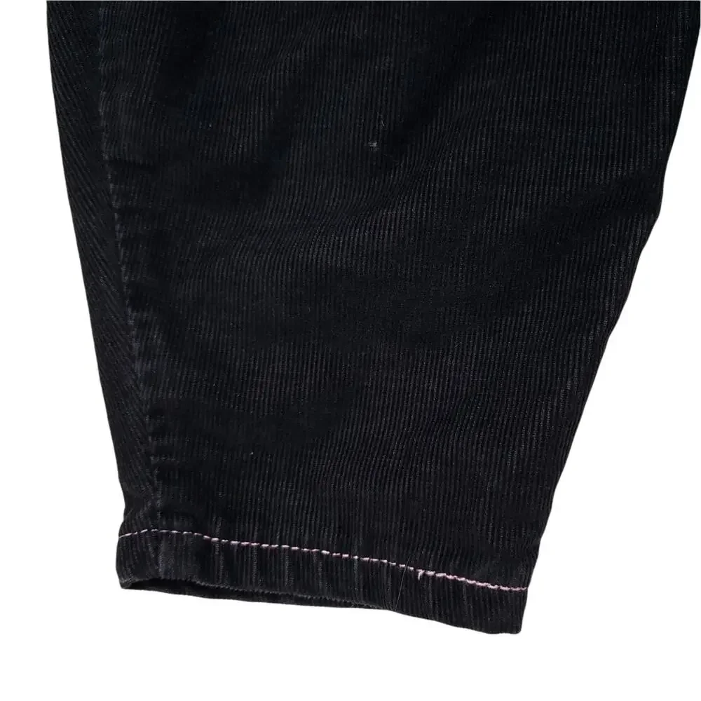 Vintage Healthtex Gray Corduroy Overalls Pink Floral Roses Patch Embroidery Sz 4